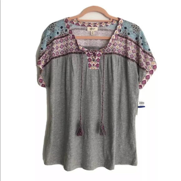 Style & Co. Tops - Style & Co | Petite Printed Tassel Top